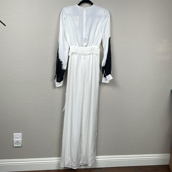 NWT Ramy Brook Helen Long Sleeve Lace Jumpsuit In Ivory Satin Sz 00 - Picture 6 of 14